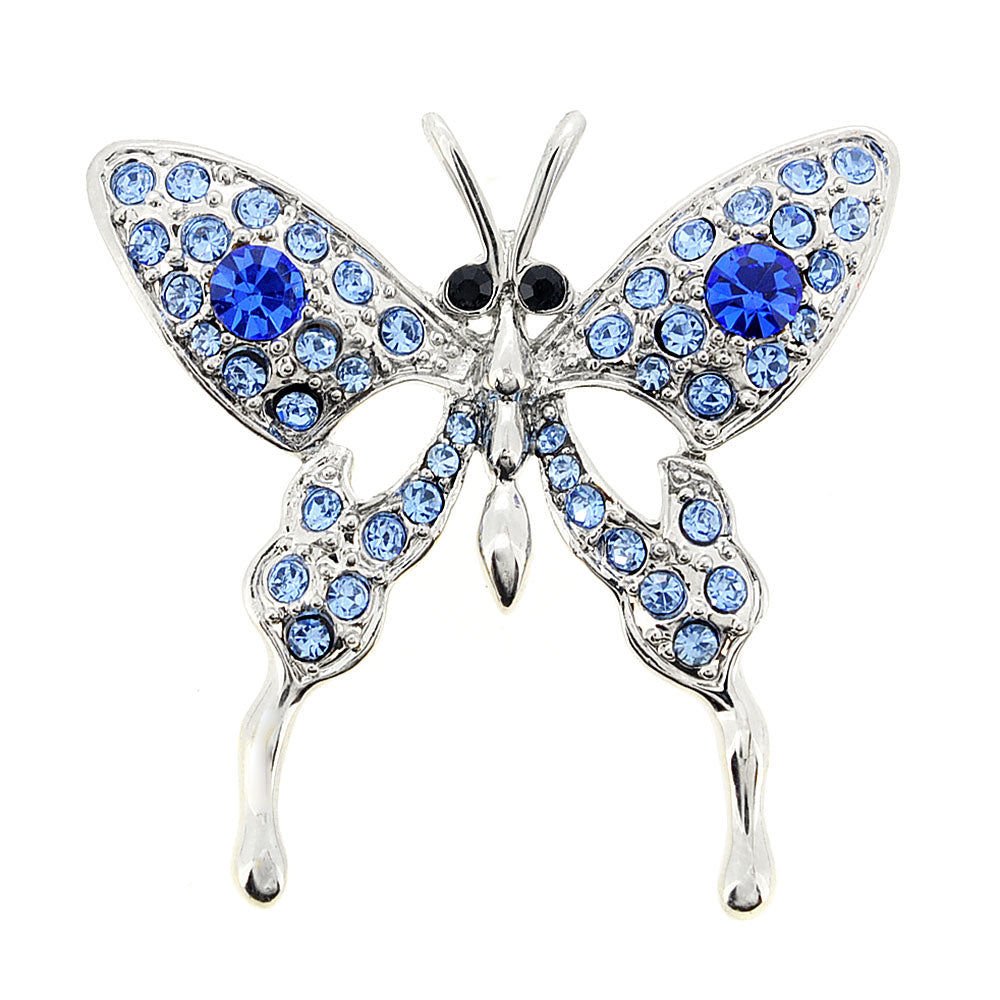 Blue Butterfly Sapphire Crystal Pin Brooch
