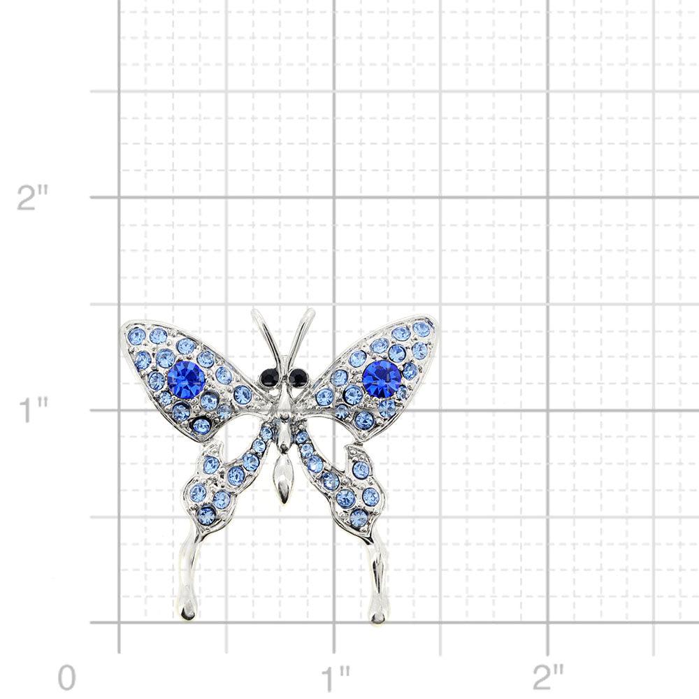 Blue Butterfly Sapphire Crystal Pin Brooch