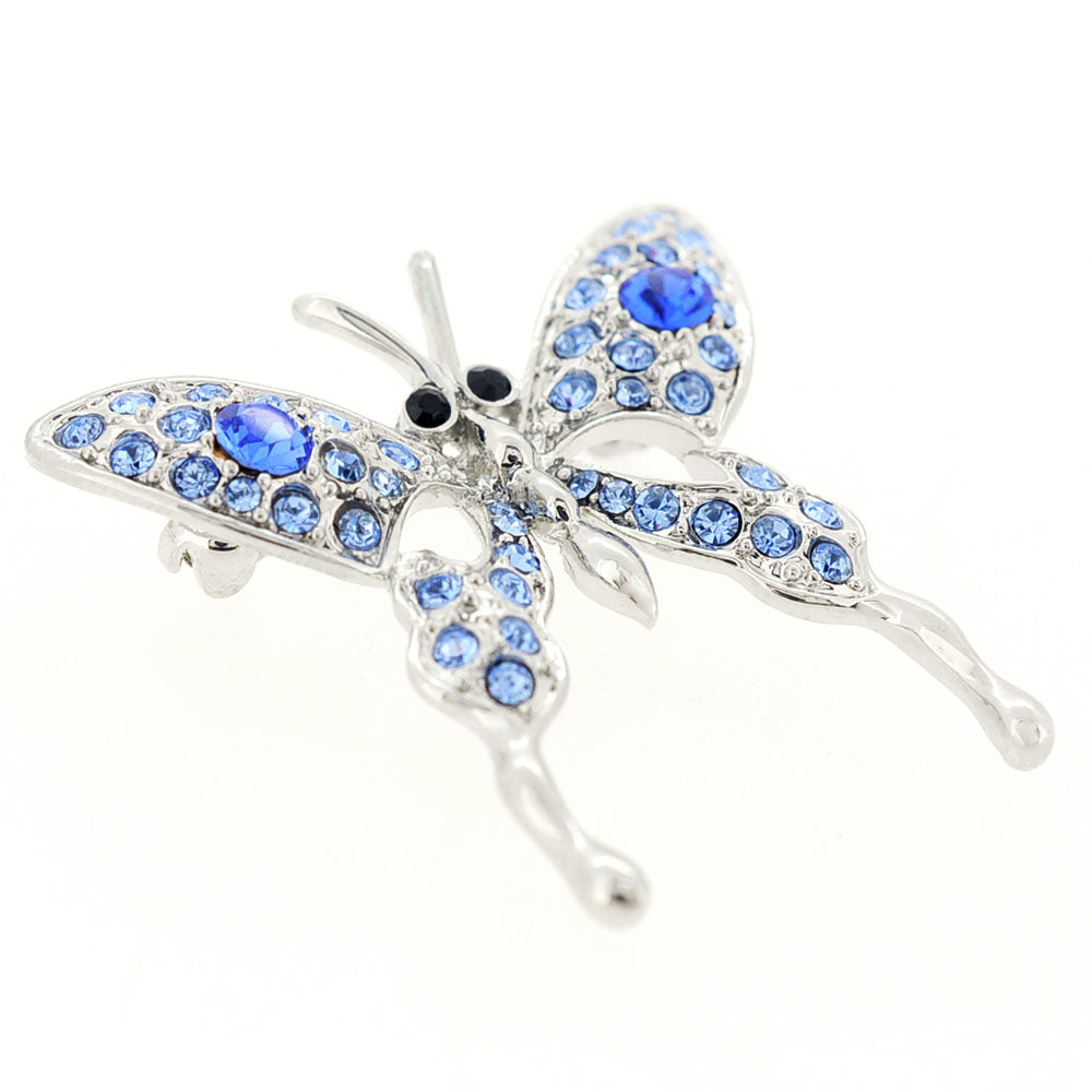 Blue Butterfly Sapphire Crystal Pin Brooch