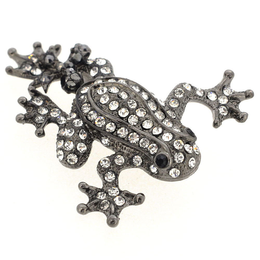 Black & Crystal Frog Pin