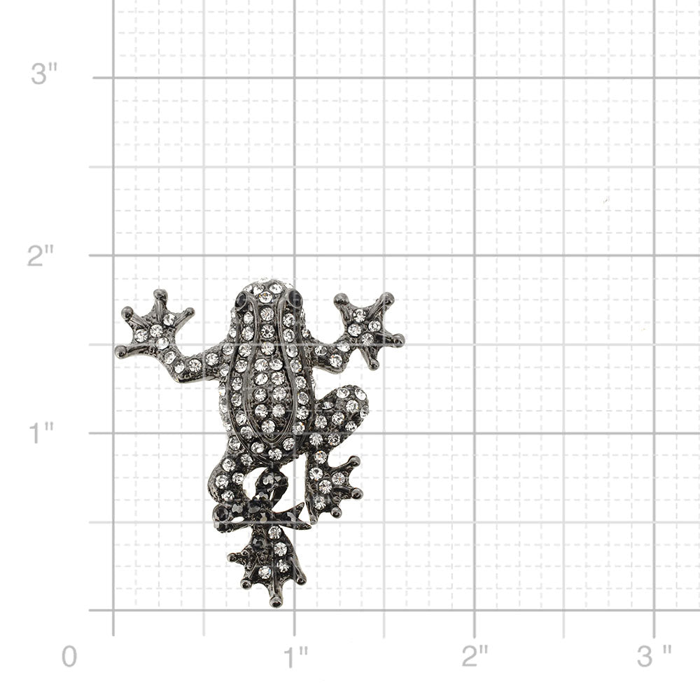 Black & Crystal Frog Pin