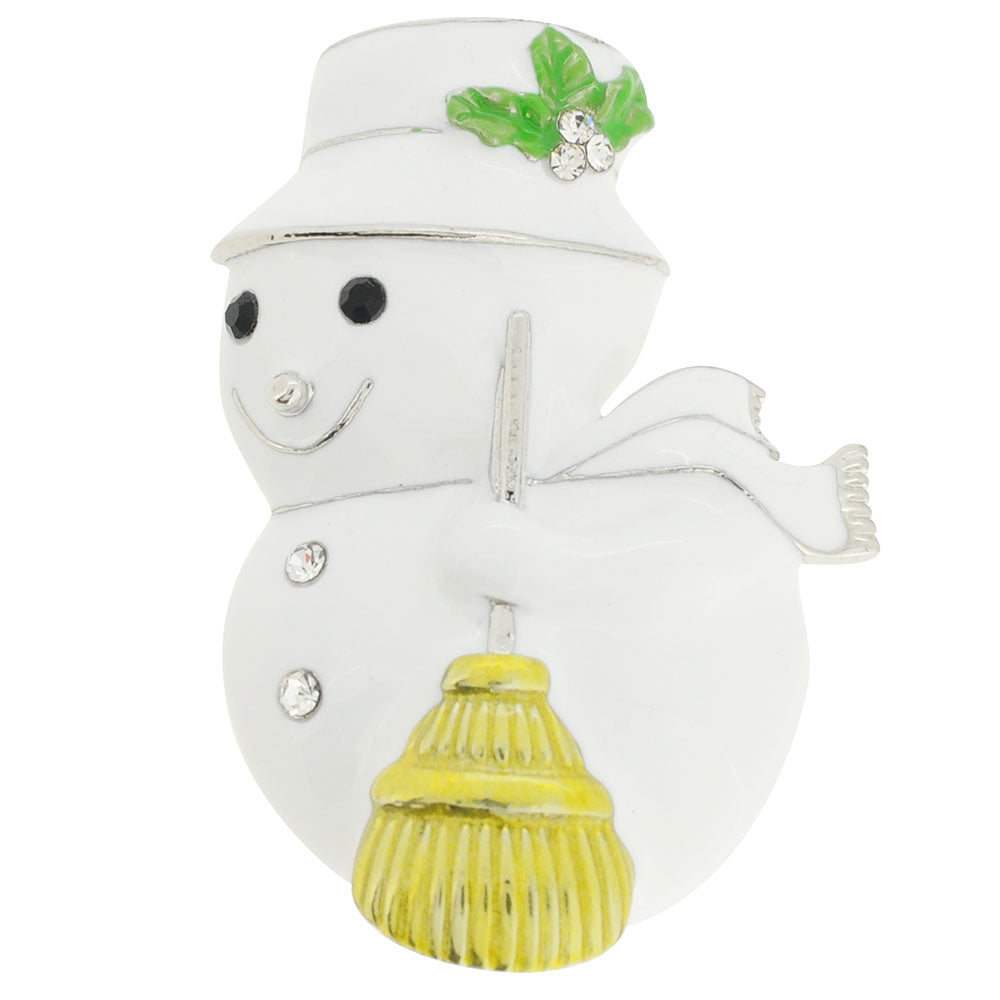 White Christmas Snowman Pin Brooch