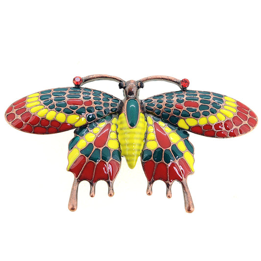 Antique Tri-Color Enamel Butterfly Pin