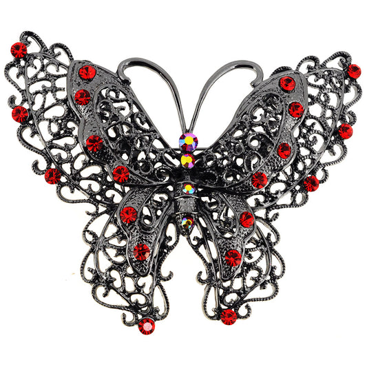 Antique Style Large Ruby Butterfly Pin Brooch