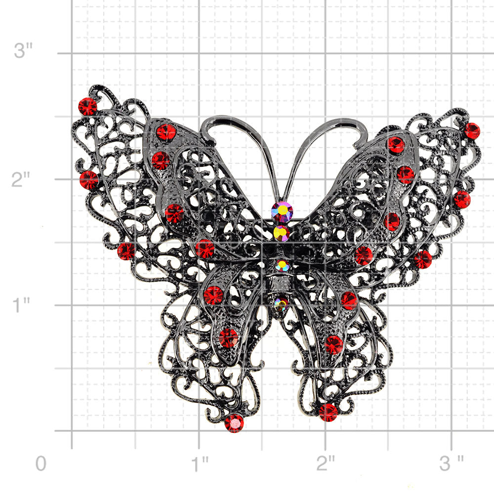 Antique Style Large Ruby Butterfly Pin Brooch