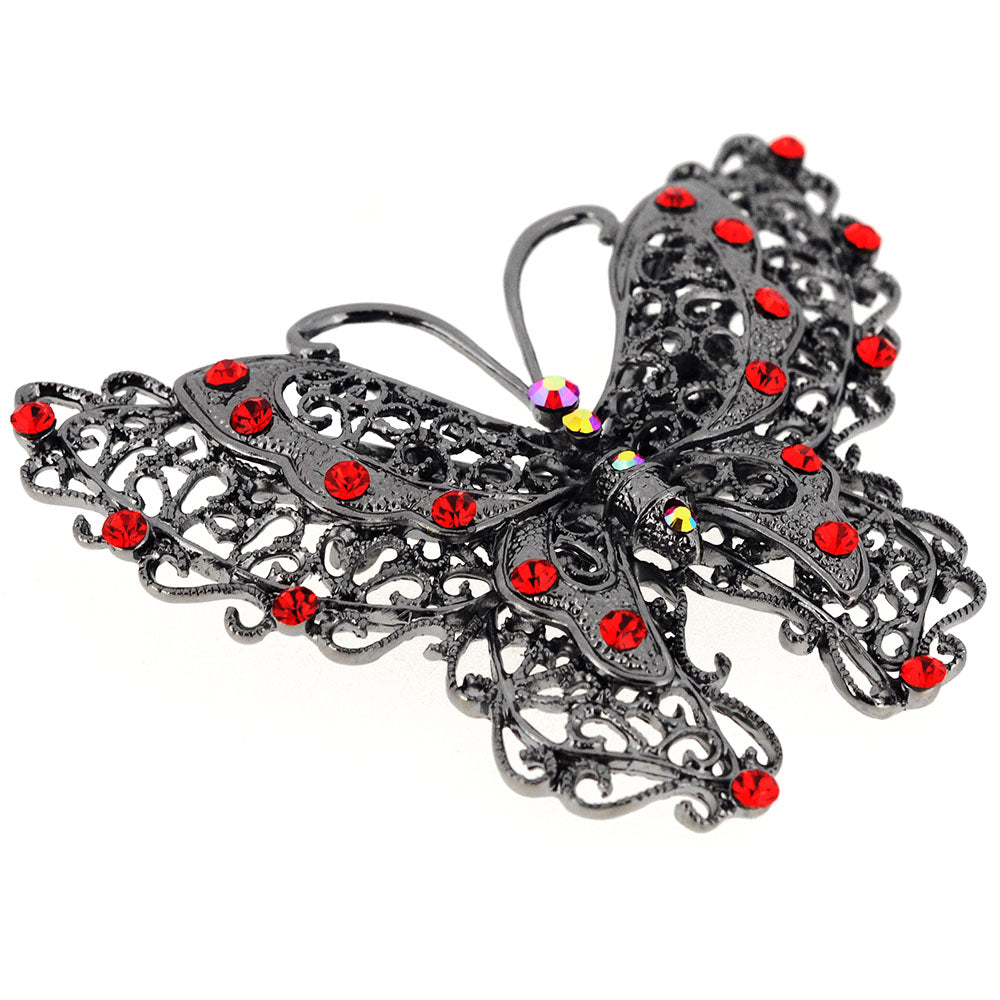 Antique Style Large Ruby Butterfly Pin Brooch