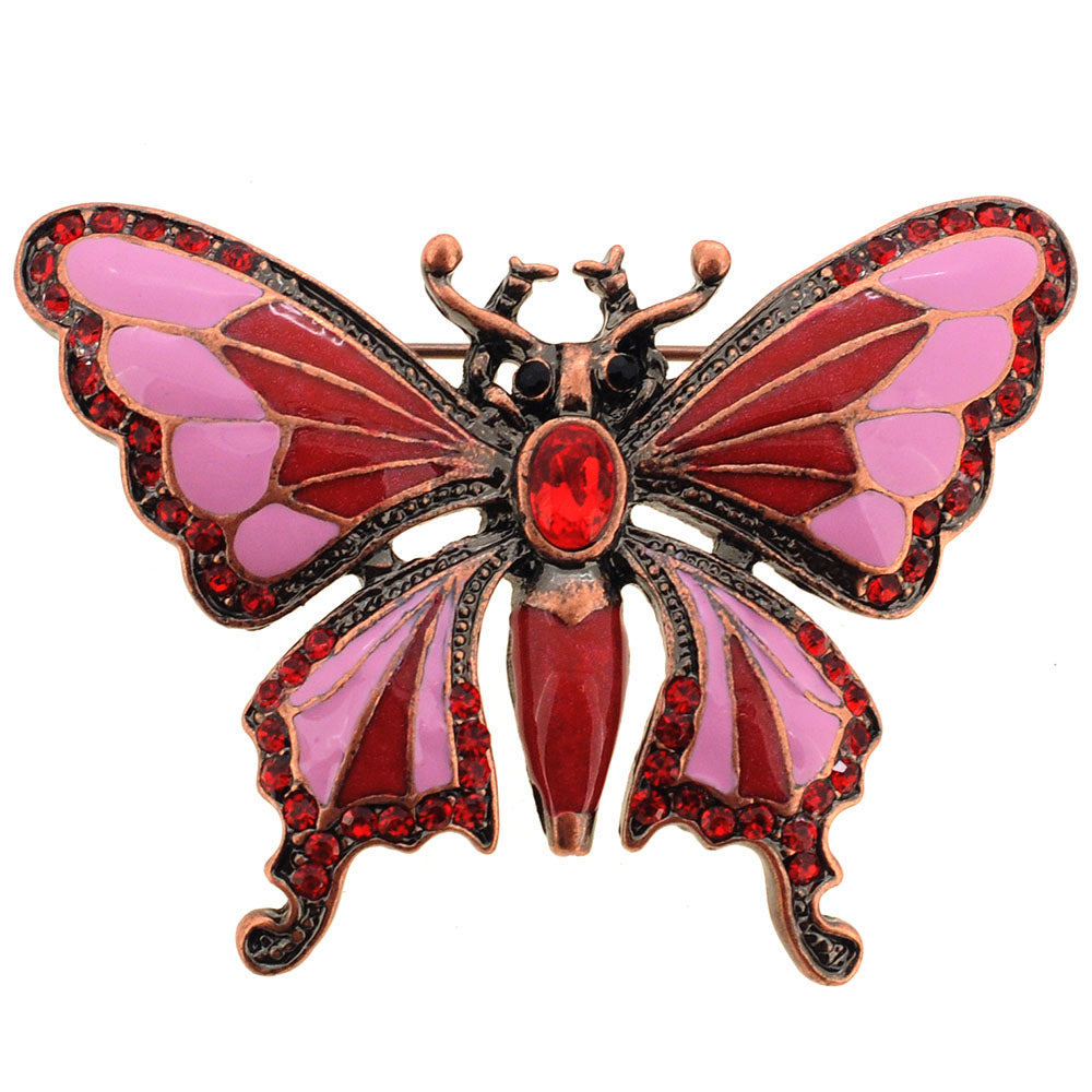 Vintage Style Red Butterfly Pin Brooch