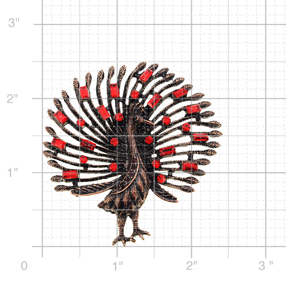Red Peacock Brooch Pin