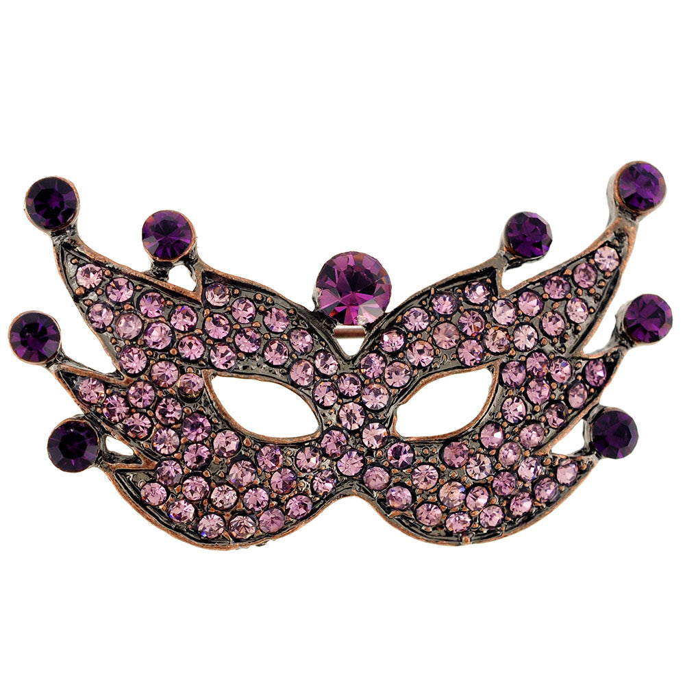 Purple Masquerade Mask Amethyst Crystal Pin Brooch