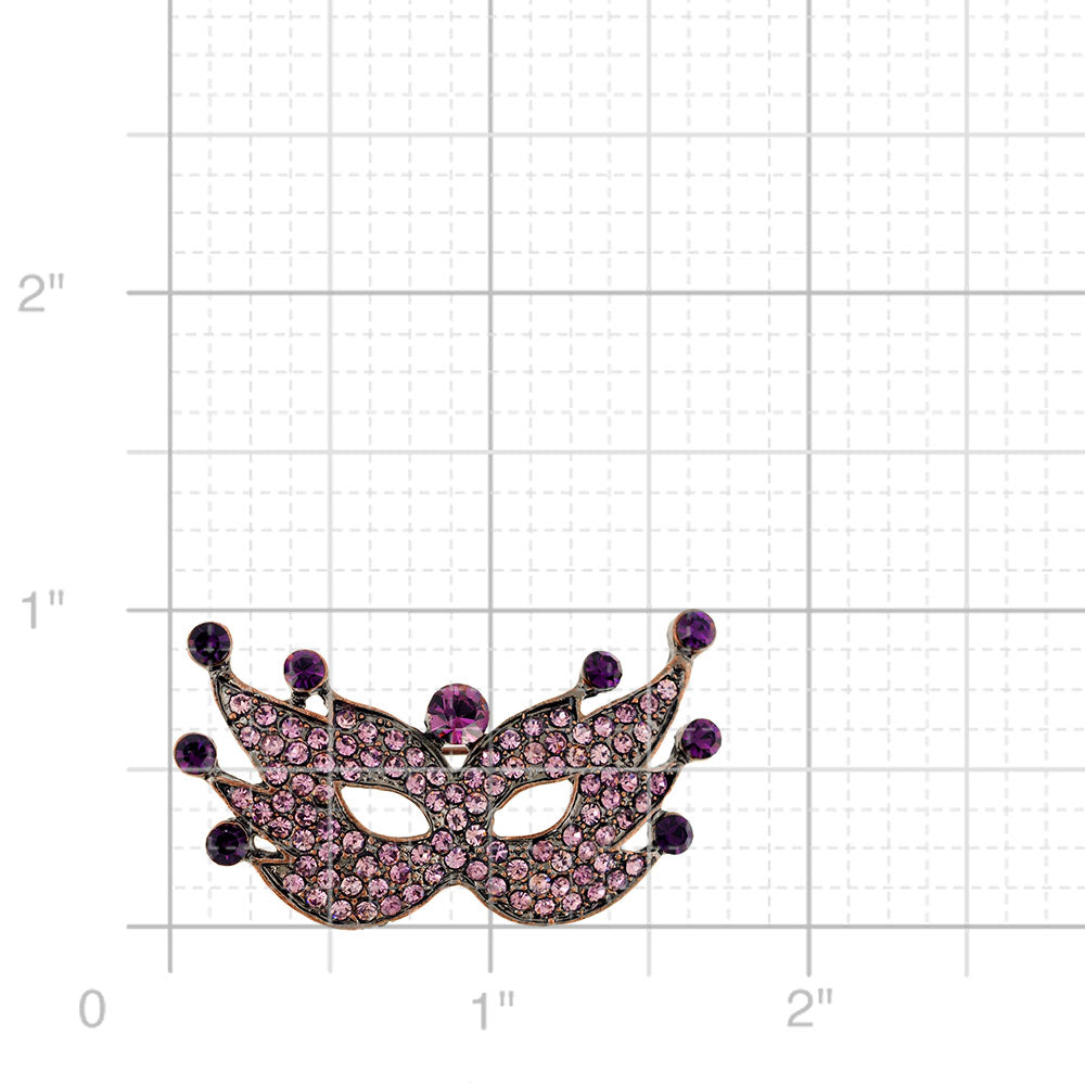 Purple Masquerade Mask Amethyst Crystal Pin Brooch