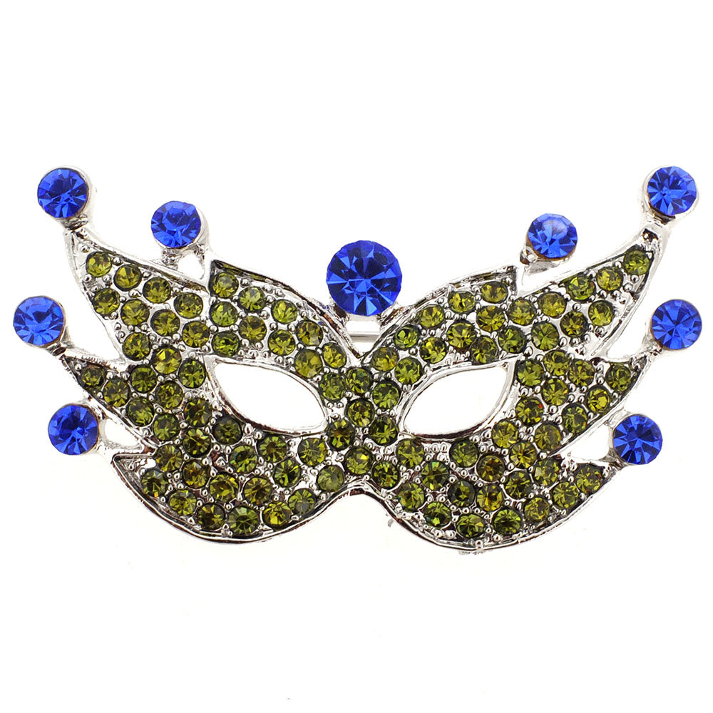Green Blue Masquerade Mask Pin Brooch