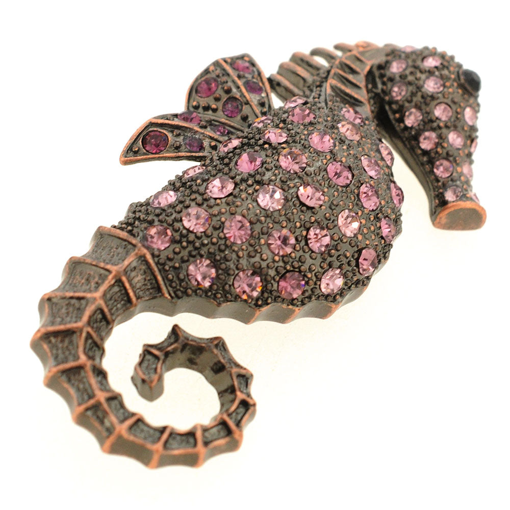 Pink Crystal Seahorse Brooch