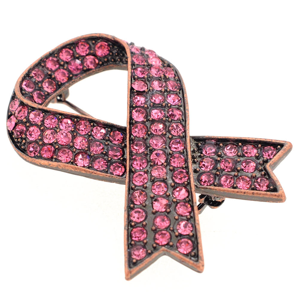 Vintage Style Pink Ribbon Brooch Pin