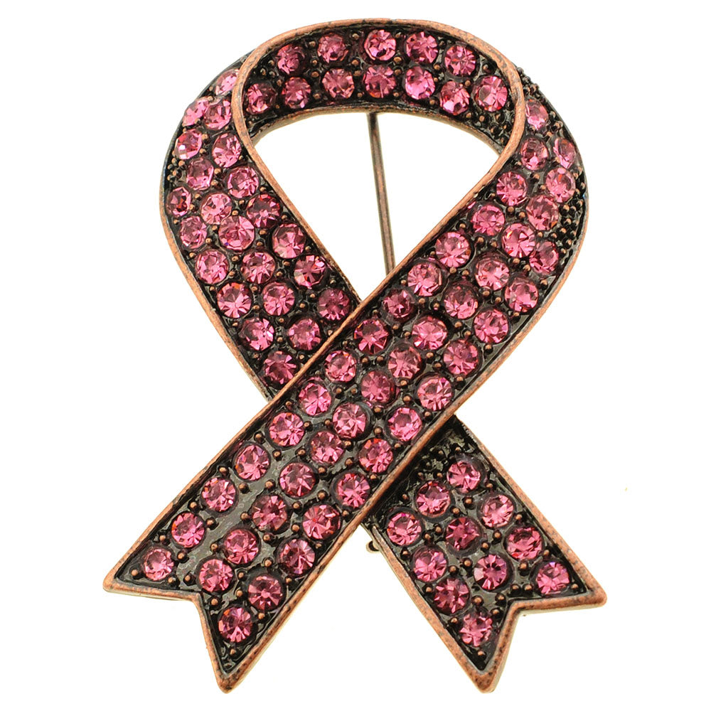 Vintage Style Pink Ribbon Brooch Pin
