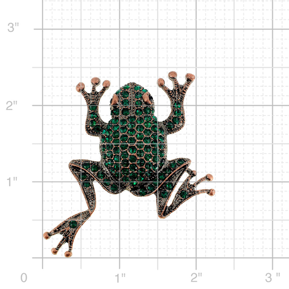 Emerald Green Frog Vintage Style Crystal Pin Brooch