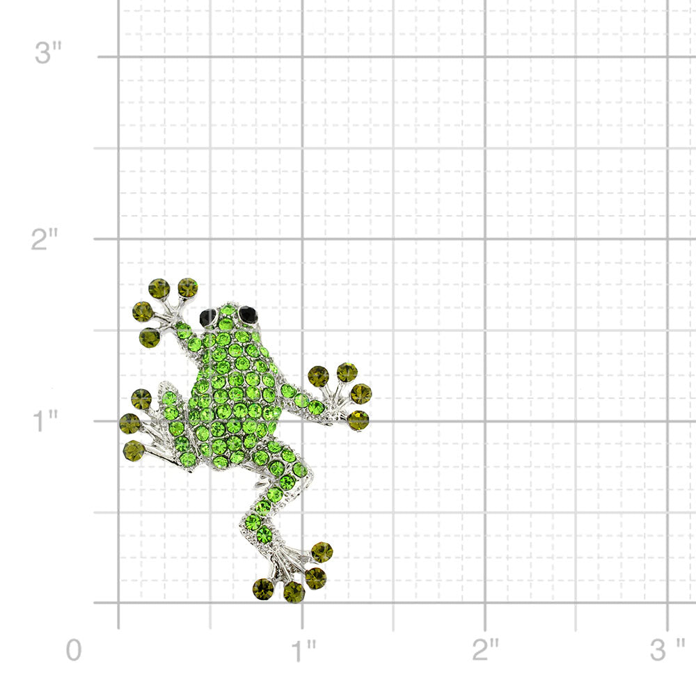 Sticky Peridot Green Crystal Frog Pin Brooch