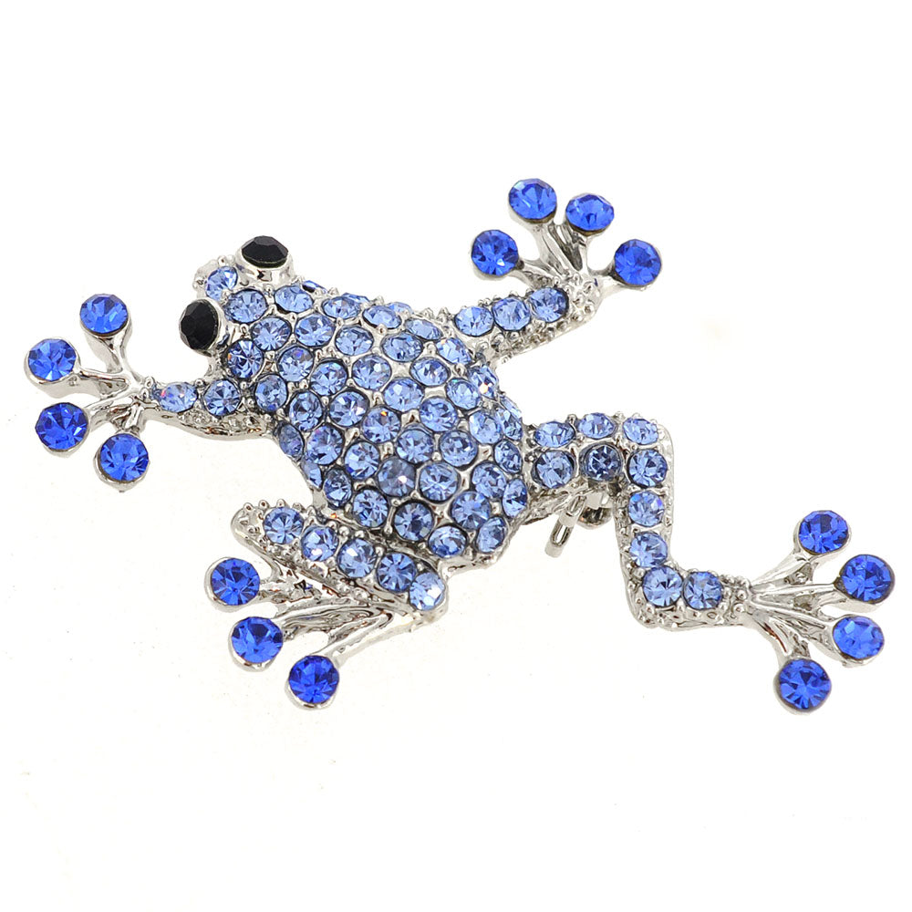 Sapphire Blue Frog Pin Brooch