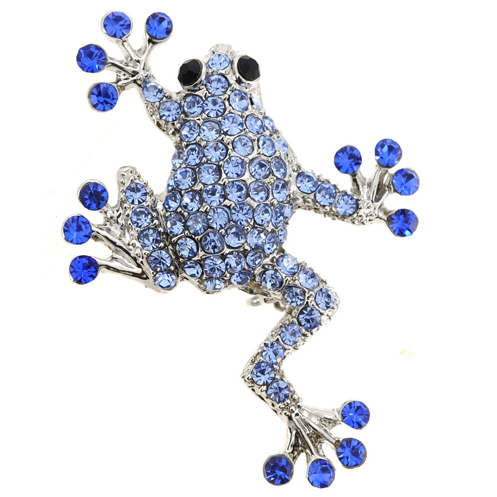 Sapphire Blue Frog Pin Brooch
