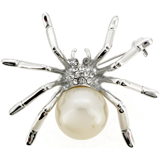 White Pearl Spider Pin