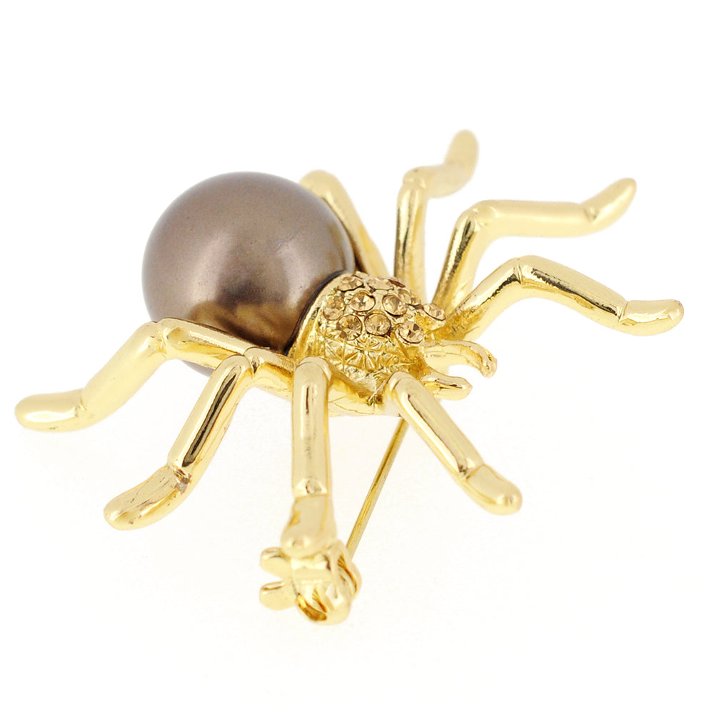 Brown Pearl Spider Pin