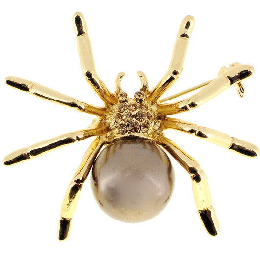 Brown Pearl Spider Pin