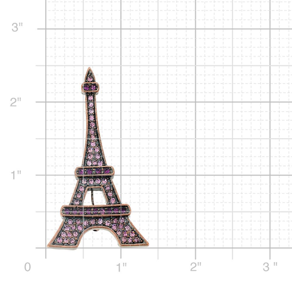 Amethyst Purple Paris Eiffel Tower Crystal Brooch and Pendant
