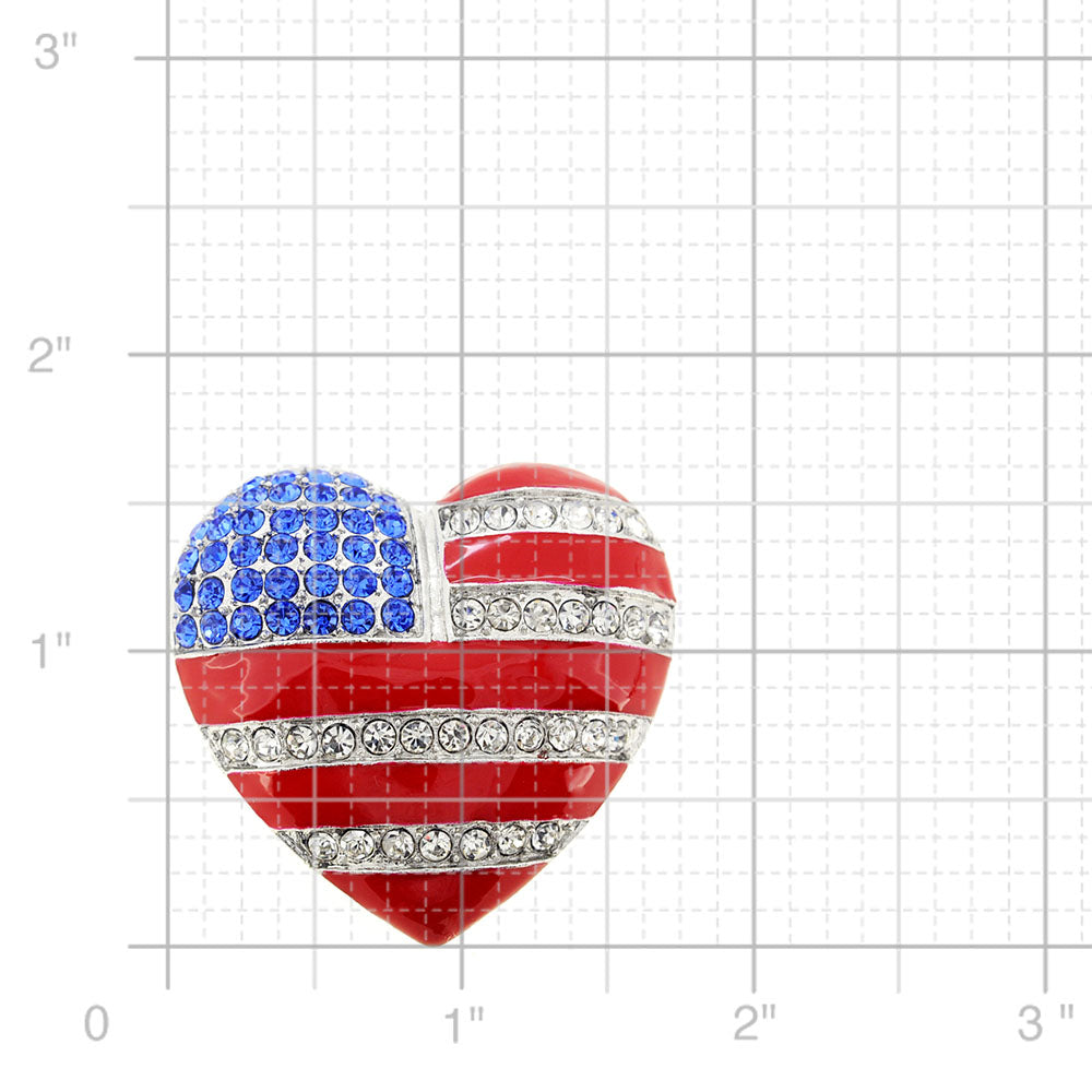 American Flag Patriotic Heart Pin Brooch