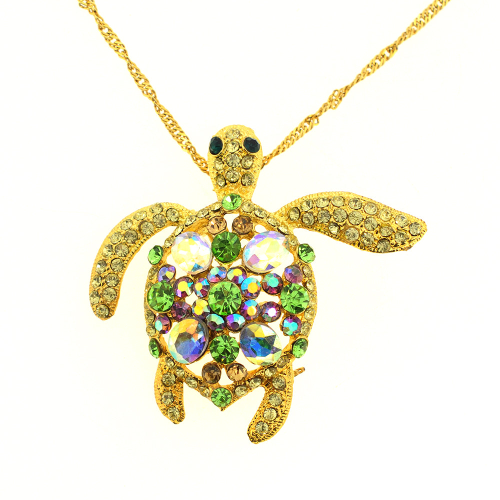 Multicolor Sea Turtle Swarovski Crystal Pin Brooch And Pendant