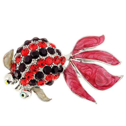 Red Fish Crystal Pin Brooch