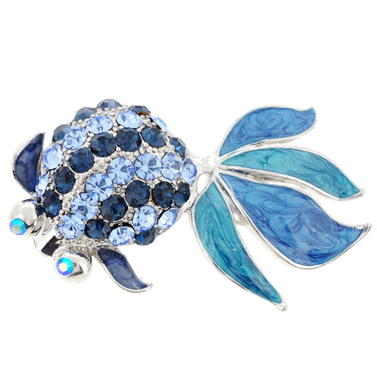 Blue Goldfish Crystal Pin Brooch