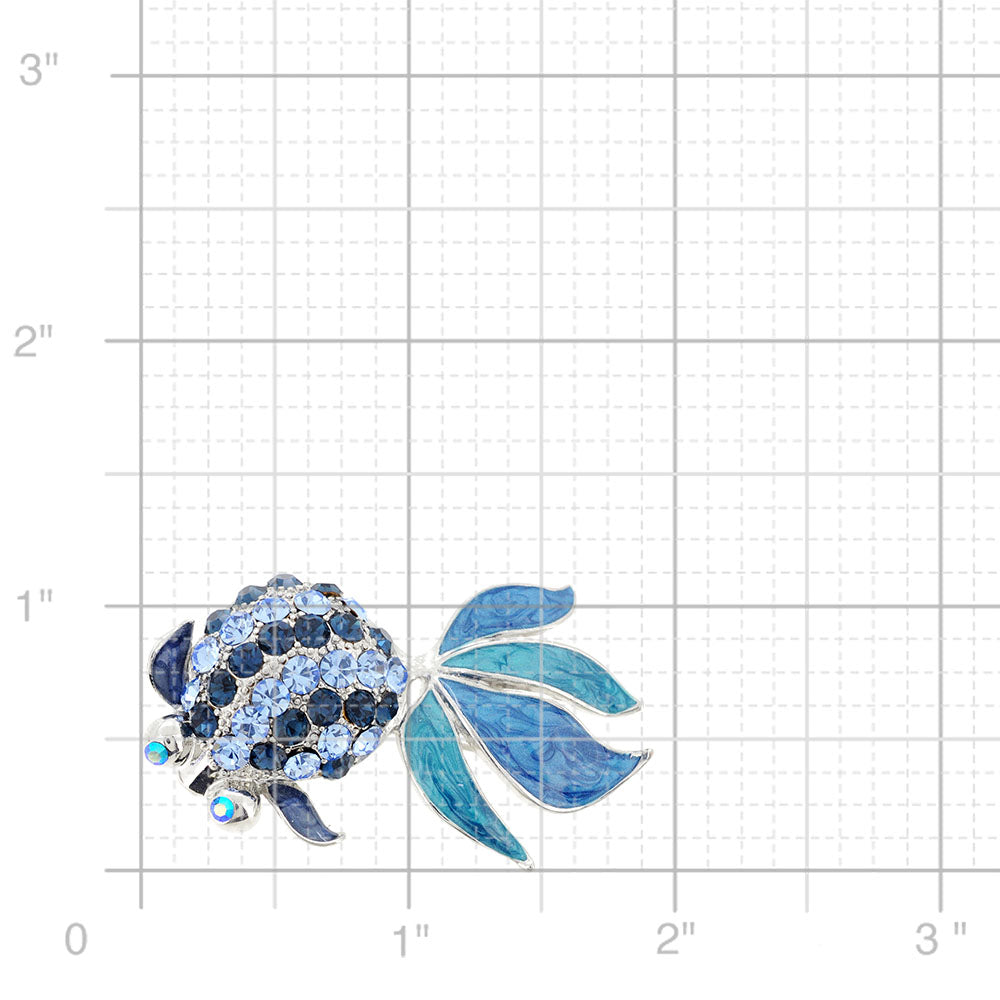 Blue Goldfish Crystal Pin Brooch