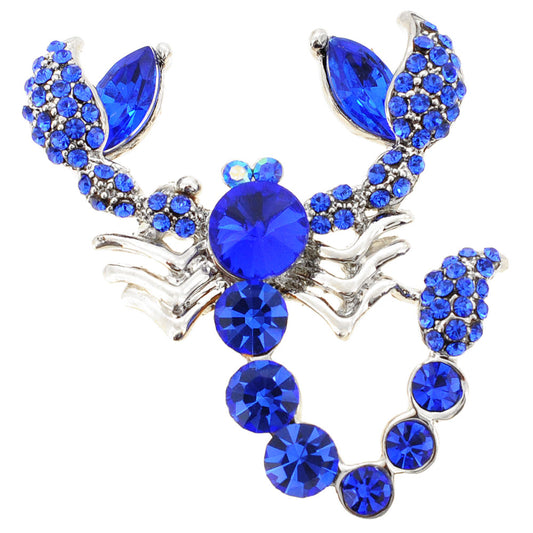 Sapphire Blue Scorpion Crystal Brooch Pin