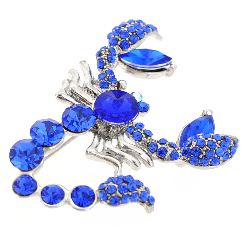 Sapphire Blue Scorpion Crystal Brooch Pin