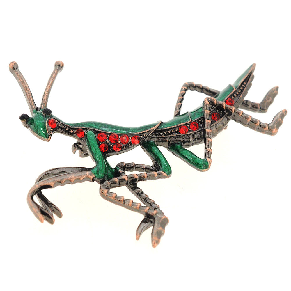 Green Praying Mantis Pin Brooch