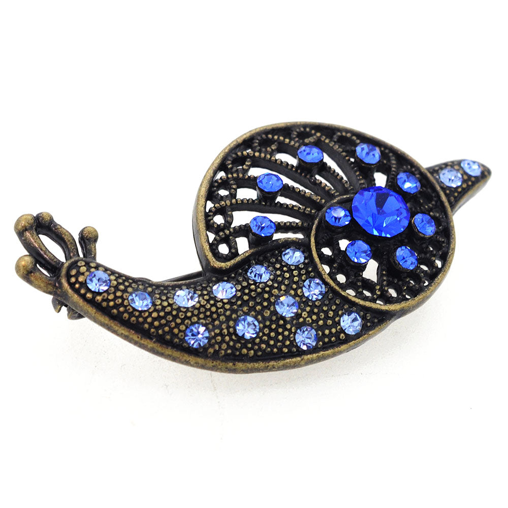 Antique Sapphire Crystal Snail Brooch
