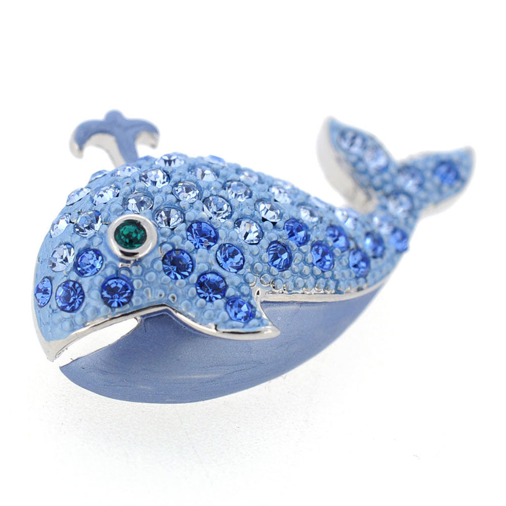 Sapphire Blue Whale Swarovski Crystal Brooch Pin