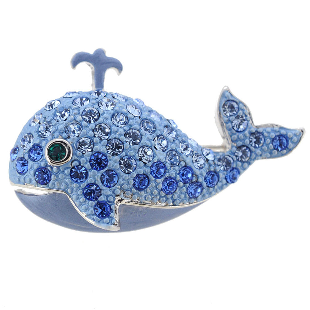 Sapphire Blue Whale Swarovski Crystal Brooch Pin