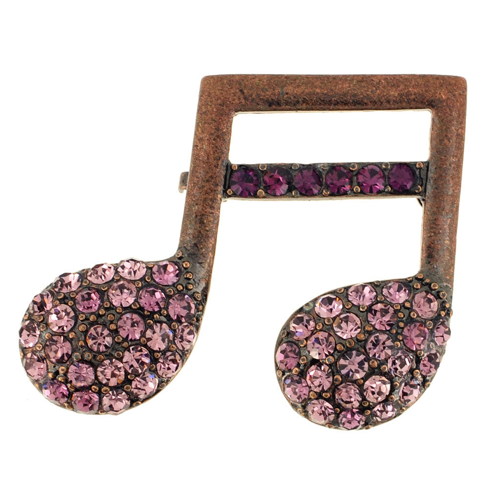 Amethyst Crystal Music Note Pin Brooch