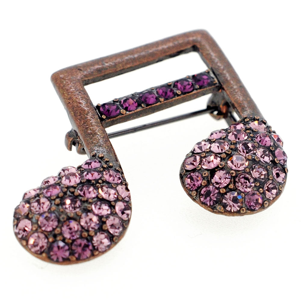 Amethyst Crystal Music Note Pin Brooch
