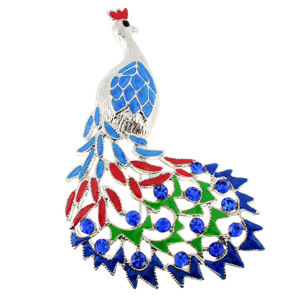 Multicolor Peacock Crystal Pin Brooch