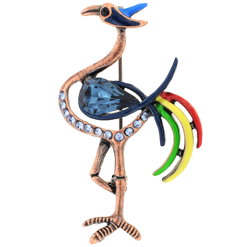Vintage Style Blue Flamingo Crystal Bird Pin