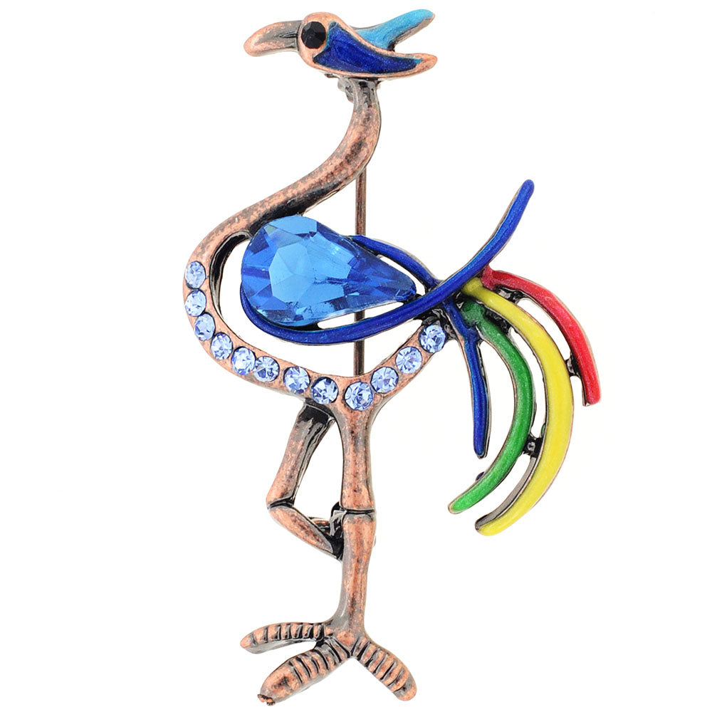 Sapphire Blue Flamingo Bird Pin