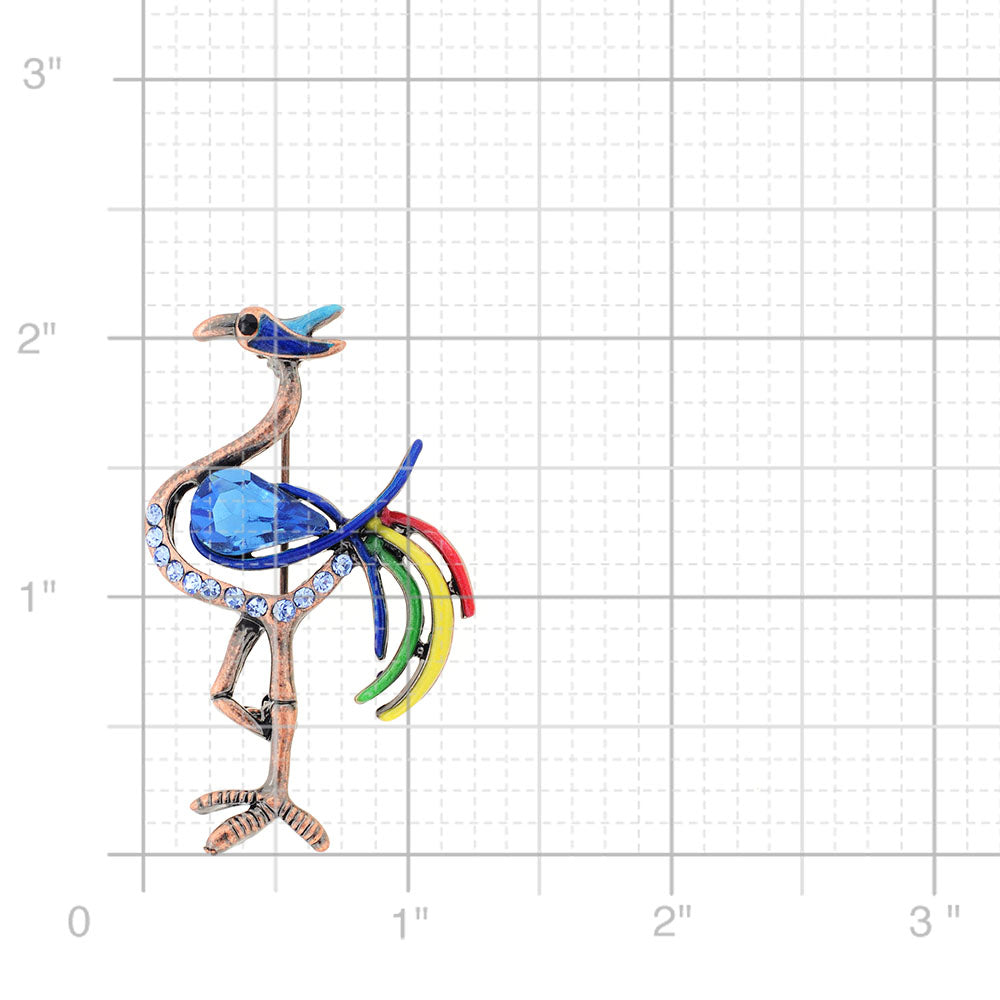 Sapphire Blue Flamingo Bird Pin