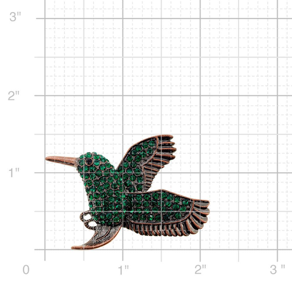 Emerald Green Hummingbird Crystal Pin Brooch