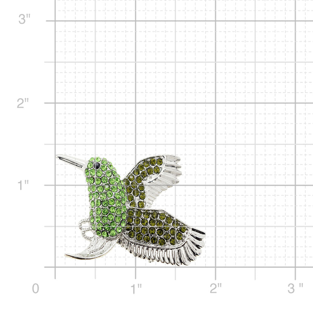 Green Hummingbird Crystal Pin Brooch