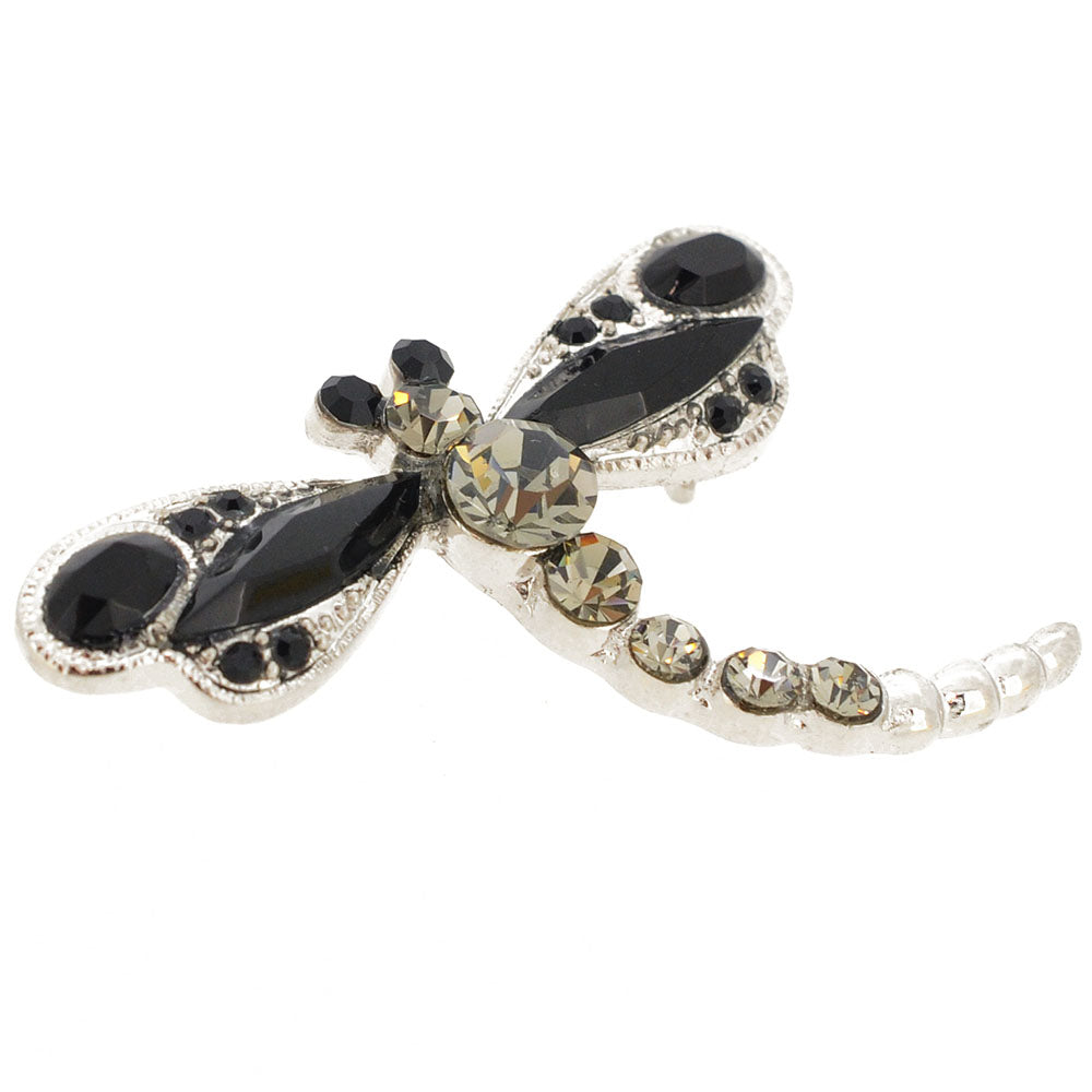 Black Crystal Dragonfly Pin Brooch