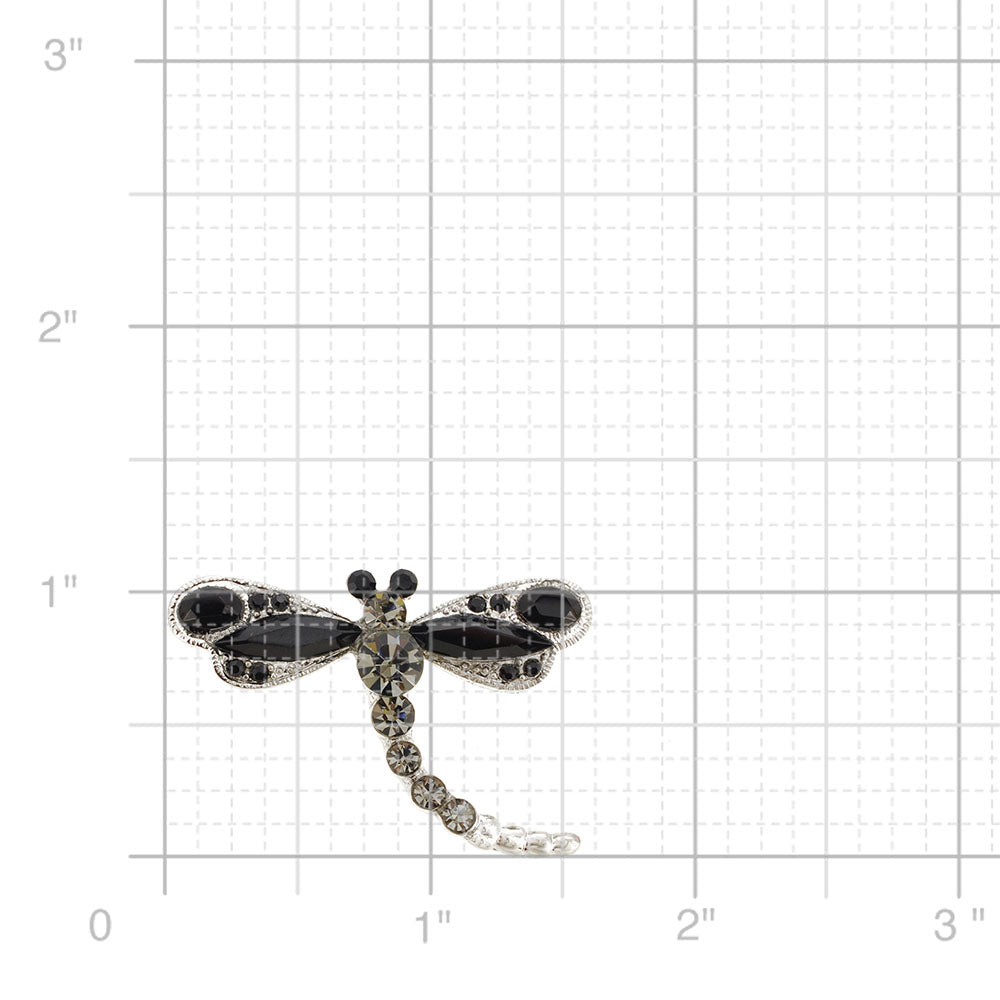Black Crystal Dragonfly Pin Brooch