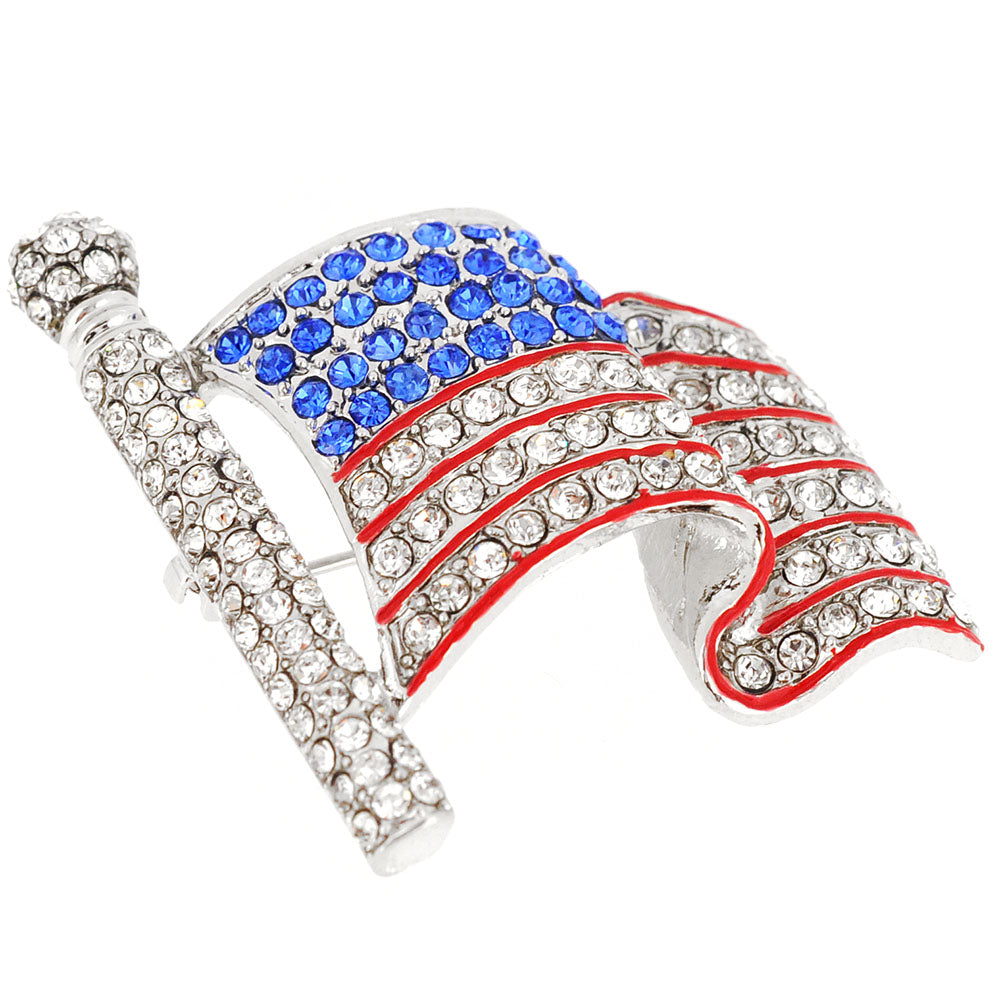Classic Patriotic American Flag Crystal Pin Brooch