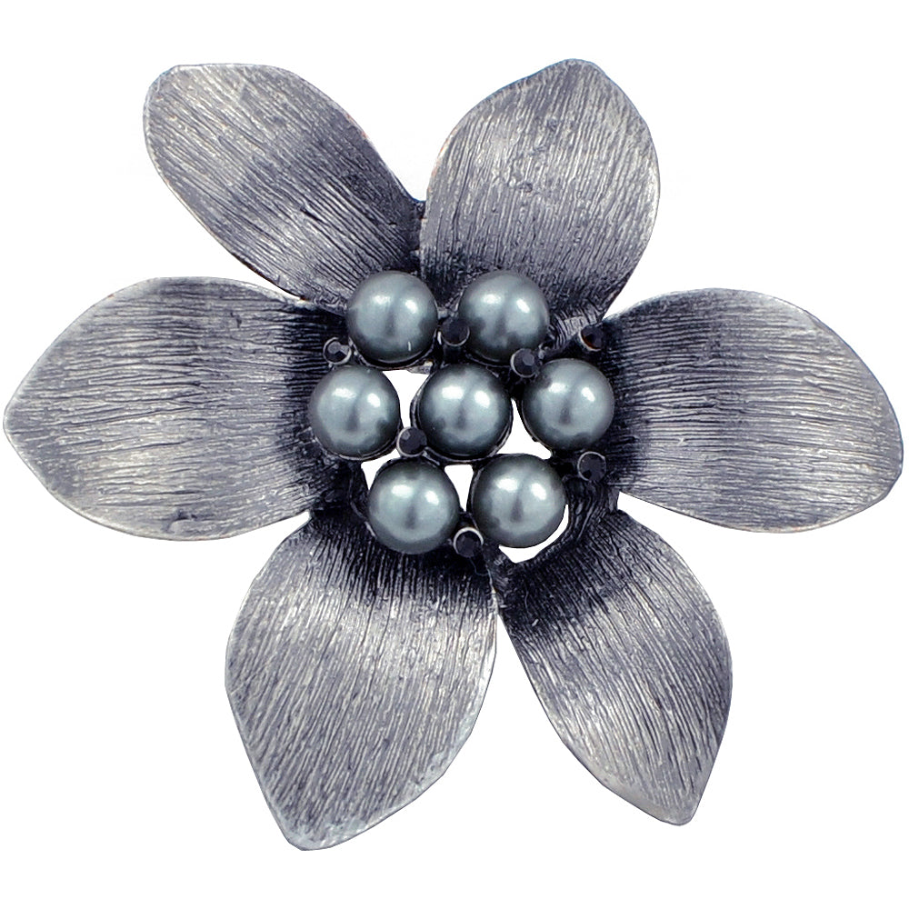 Black Flower Pin Brooch