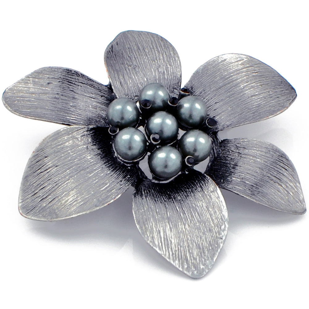 Black Flower Pin Brooch